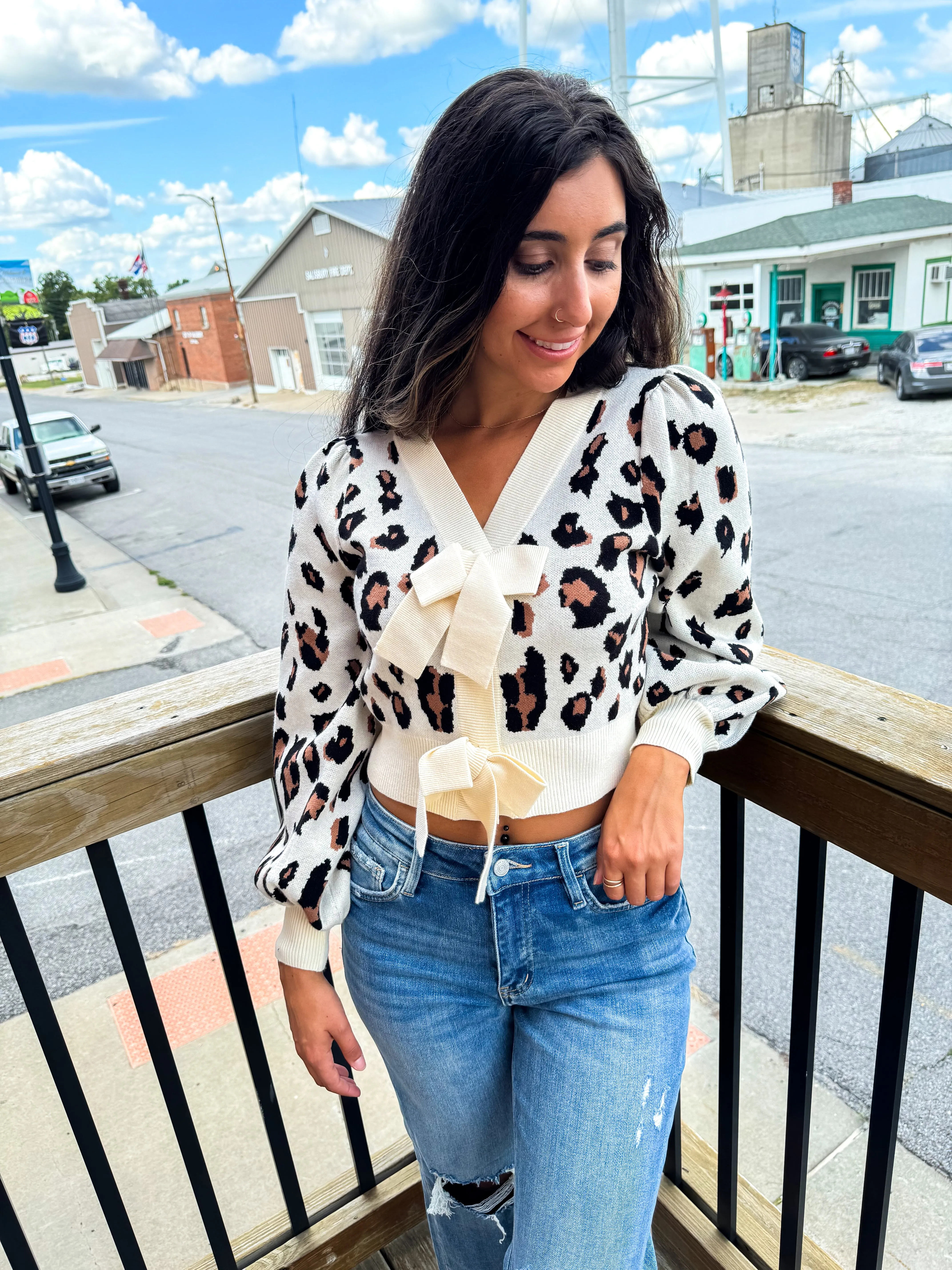 Greta- Leopard Bow Sweater