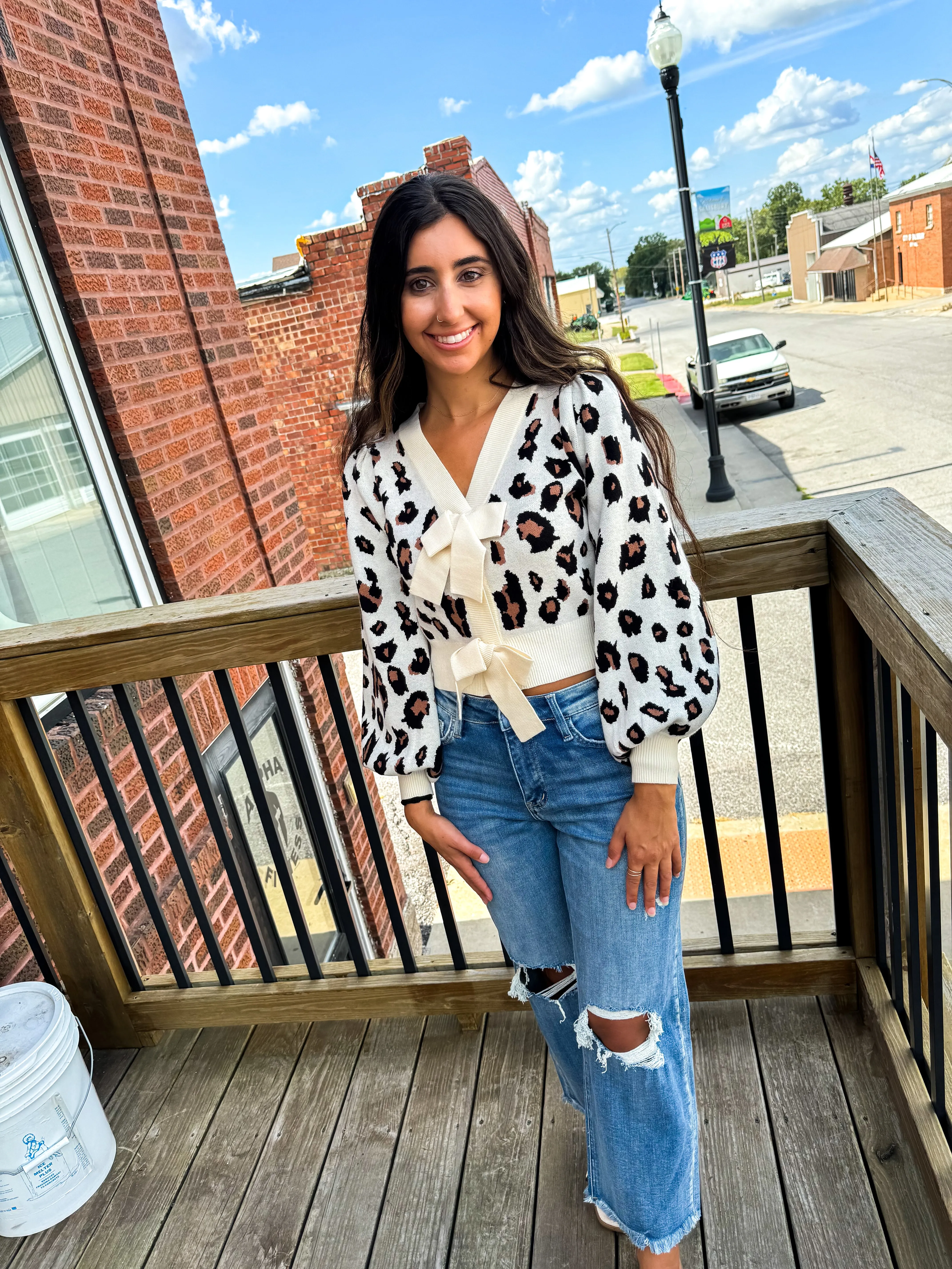 Greta- Leopard Bow Sweater