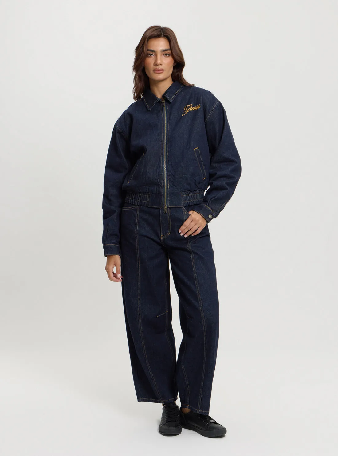 Guess Originals Blue Denim Bomber Jacket