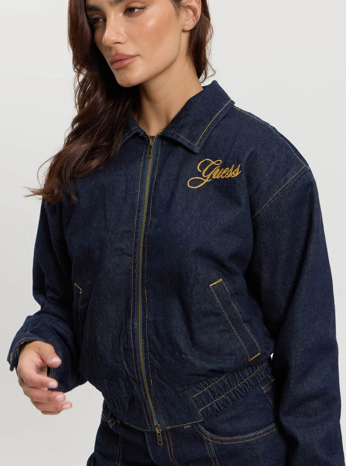 Guess Originals Blue Denim Bomber Jacket