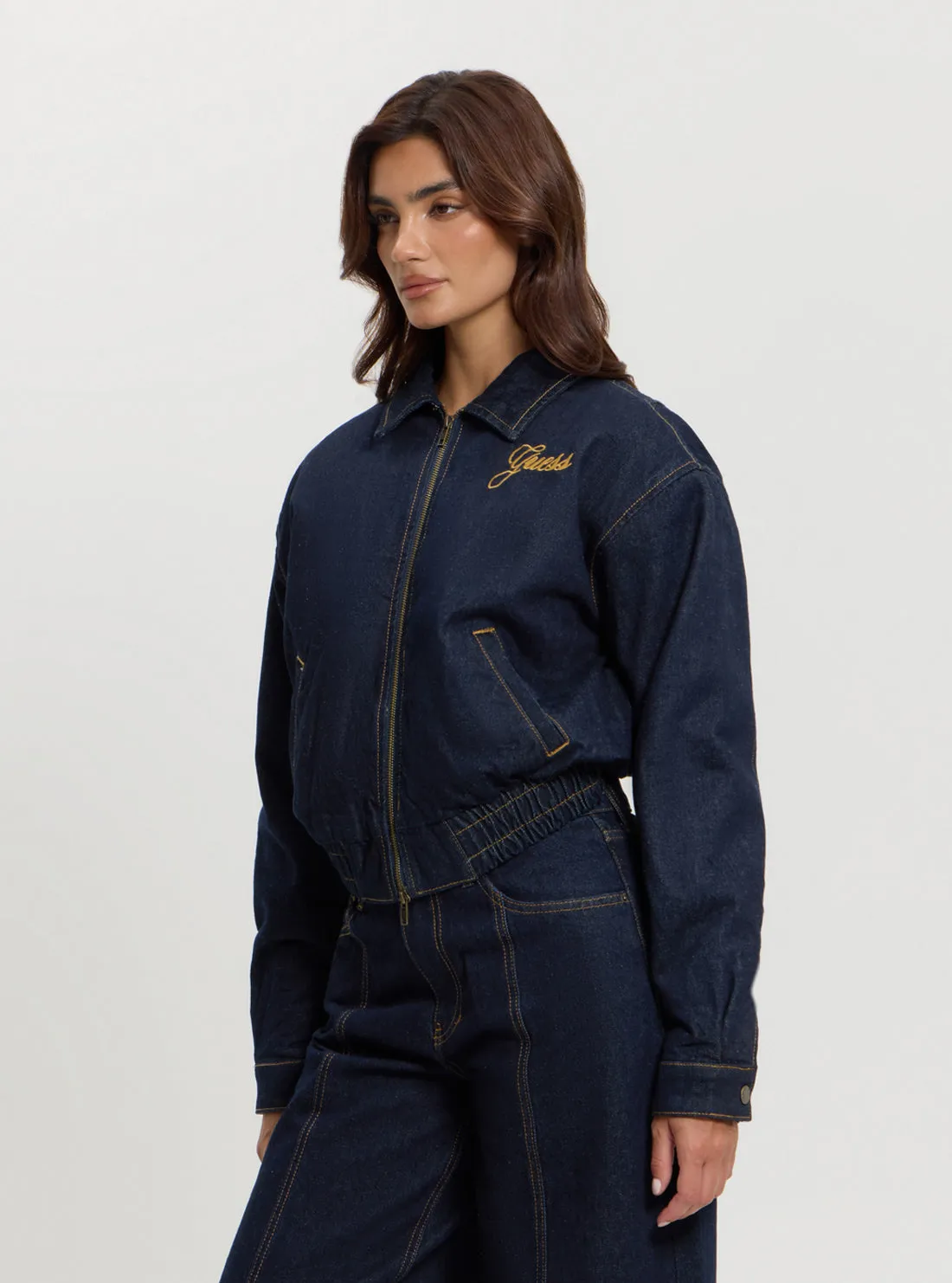 Guess Originals Blue Denim Bomber Jacket