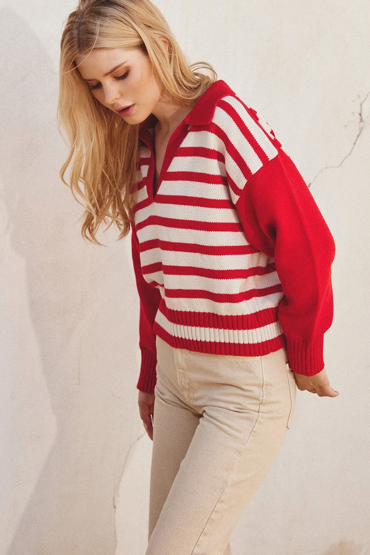 Hailey Striped Collared Sweater