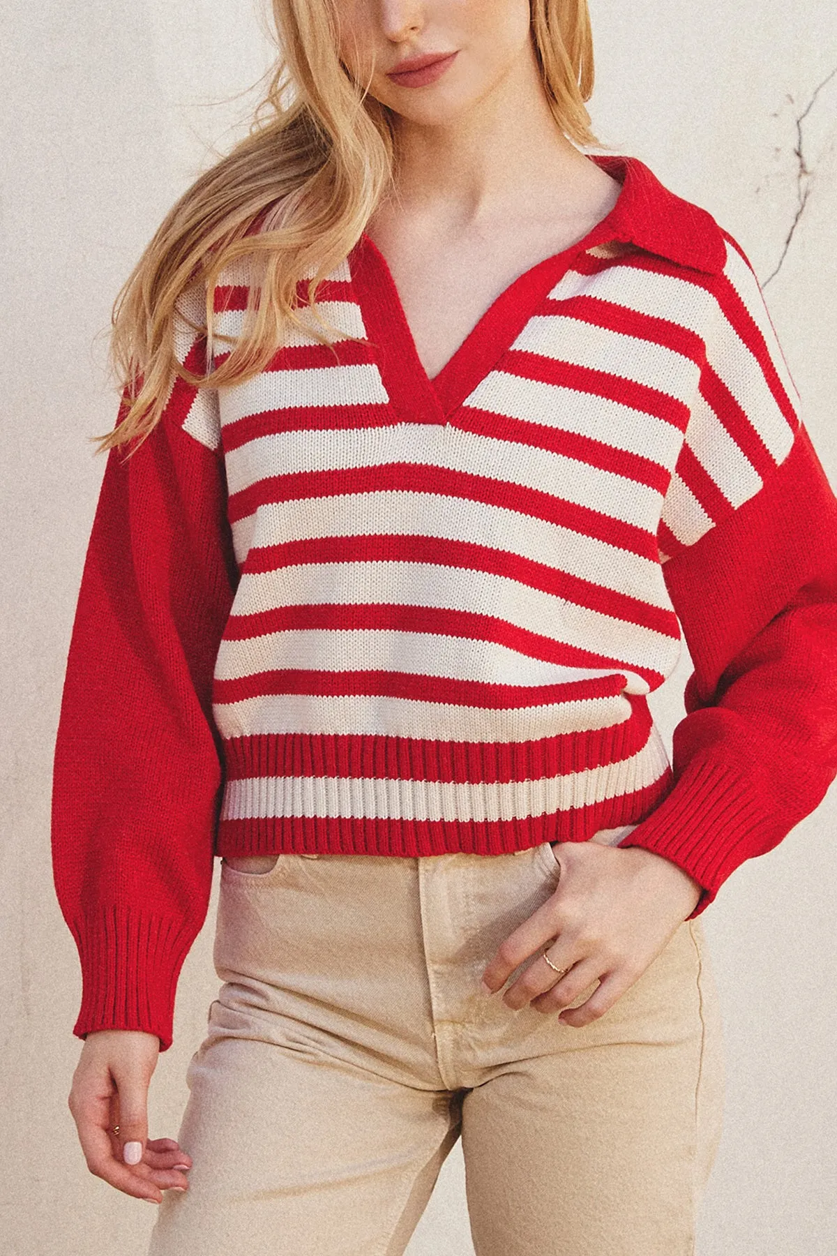Hailey Striped Collared Sweater