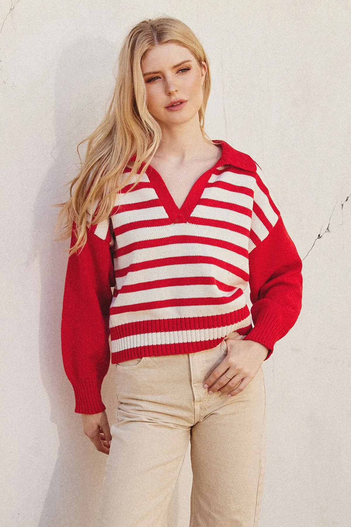 Hailey Striped Collared Sweater