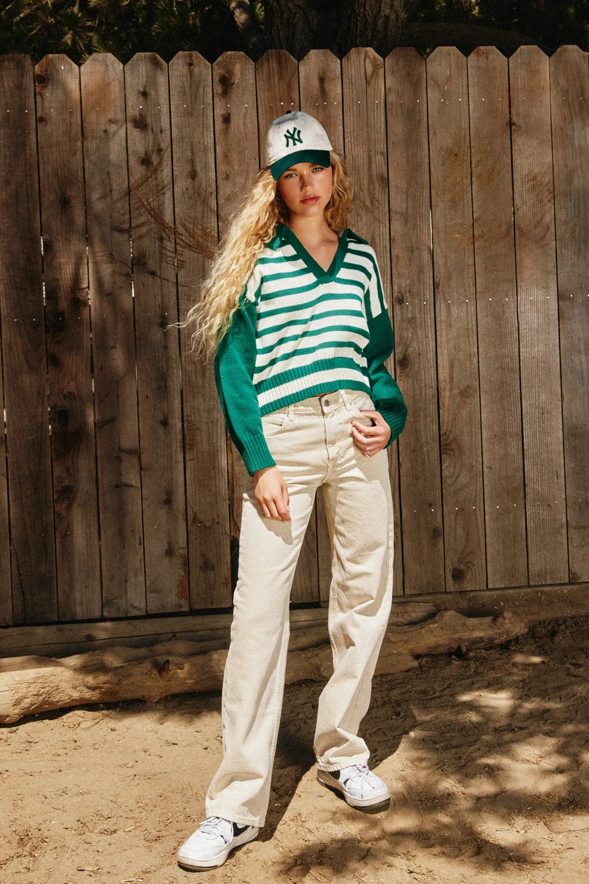 Hailey Striped Collared Sweater