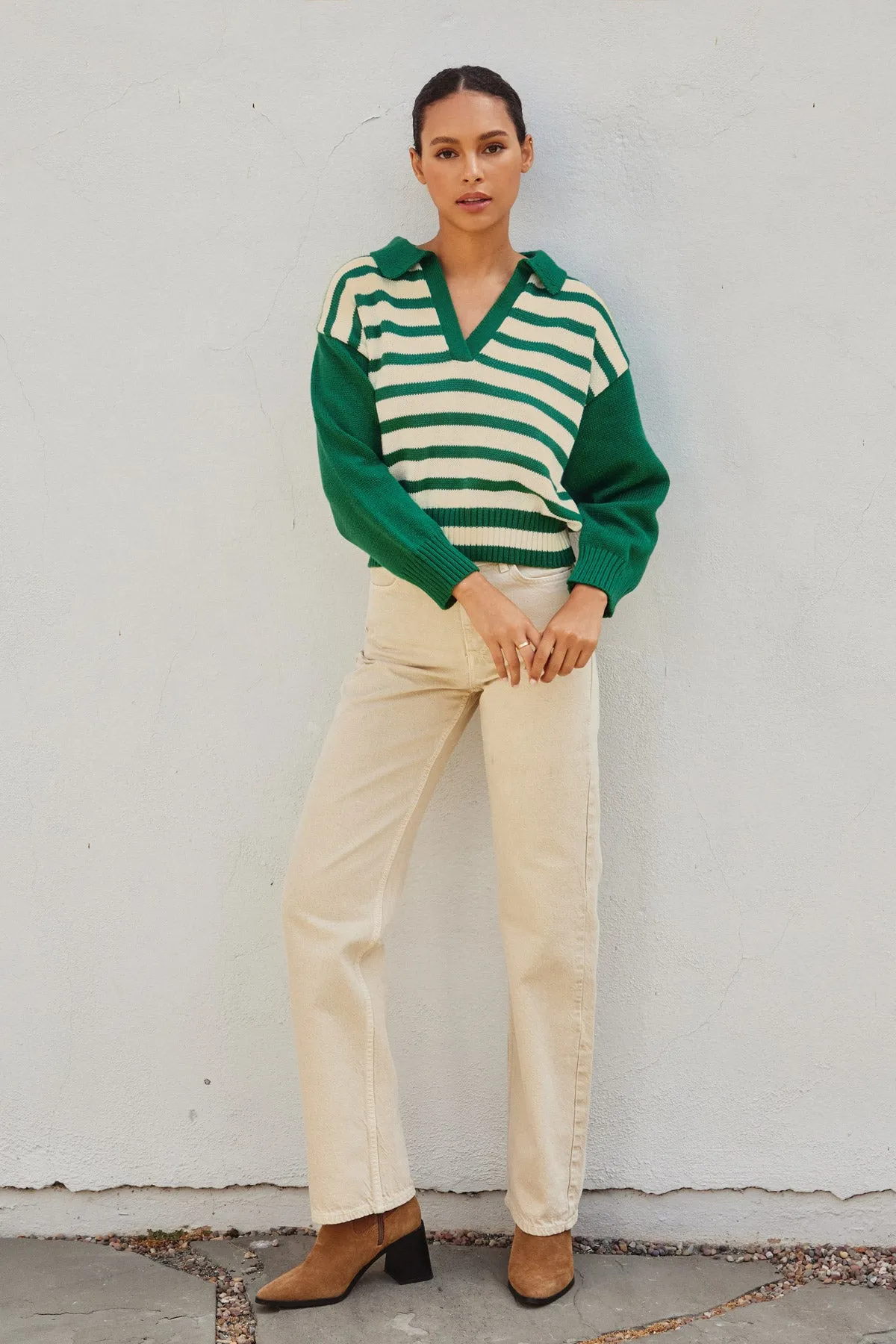 Hailey Striped Collared Sweater