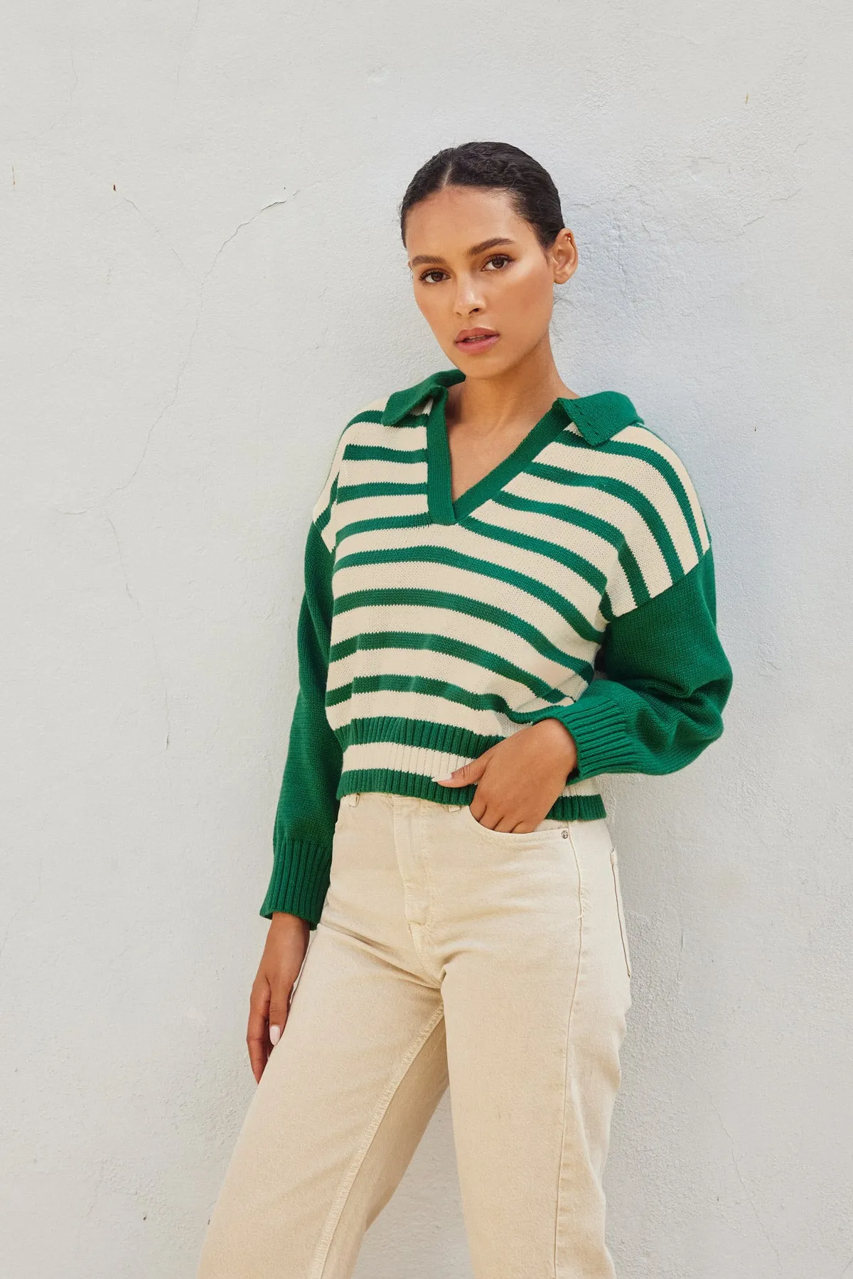 Hailey Striped Collared Sweater