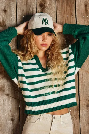 Hailey Striped Collared Sweater