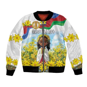 Happy Enkutatash Eritrea Personalized Bomber Jacket Beautiful Afro Girl Adey Abeba Flower LT9