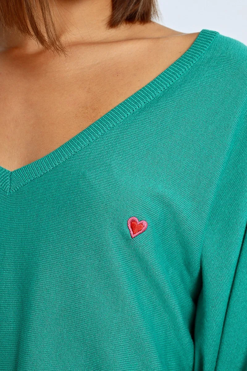 HEART PATTERN CROPPED SWEATER