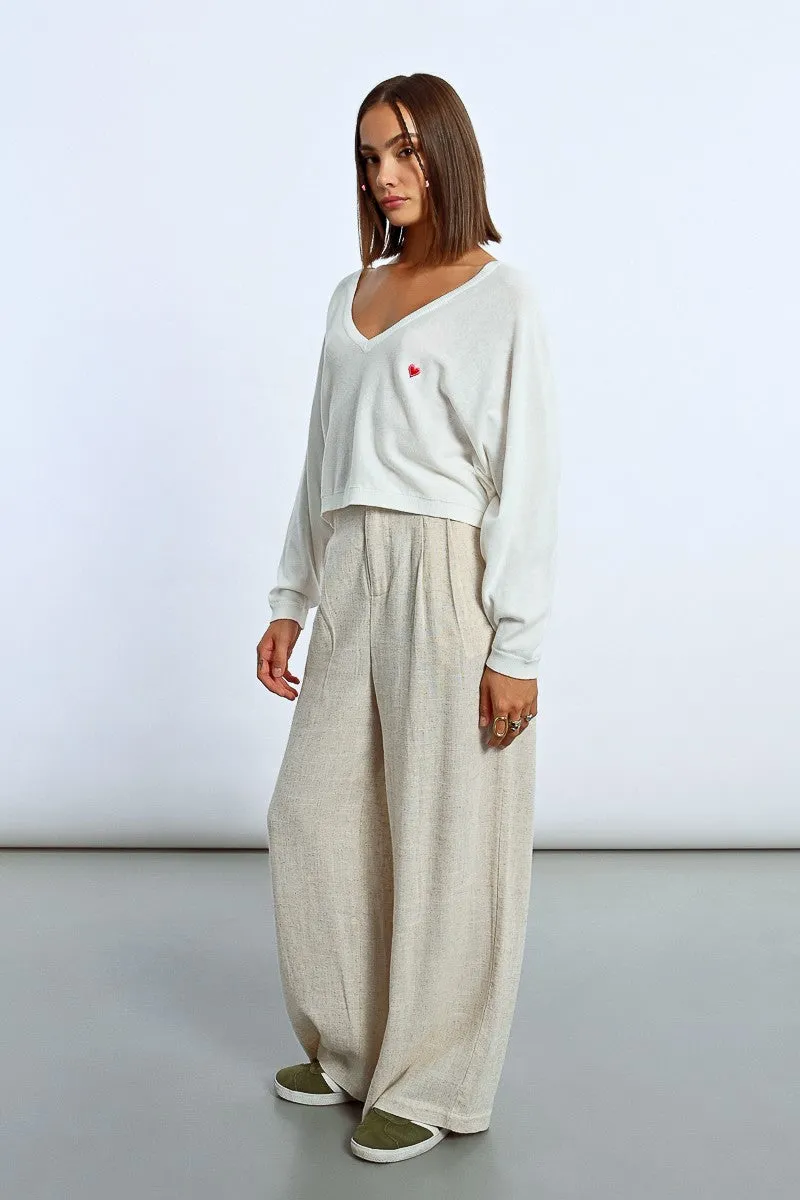 HEART PATTERN CROPPED SWEATER