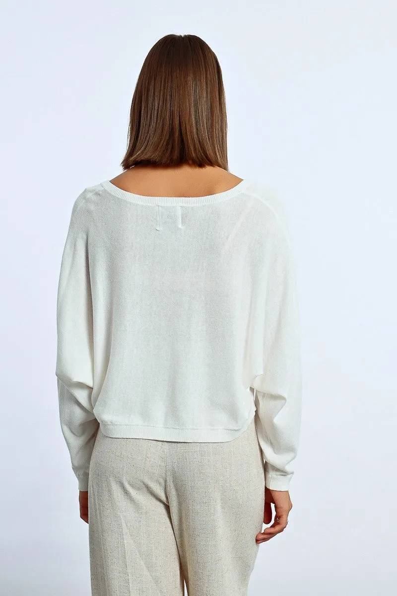 HEART PATTERN CROPPED SWEATER