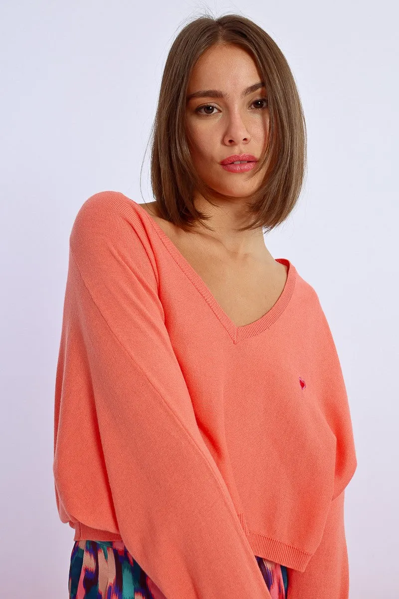 HEART PATTERN CROPPED SWEATER