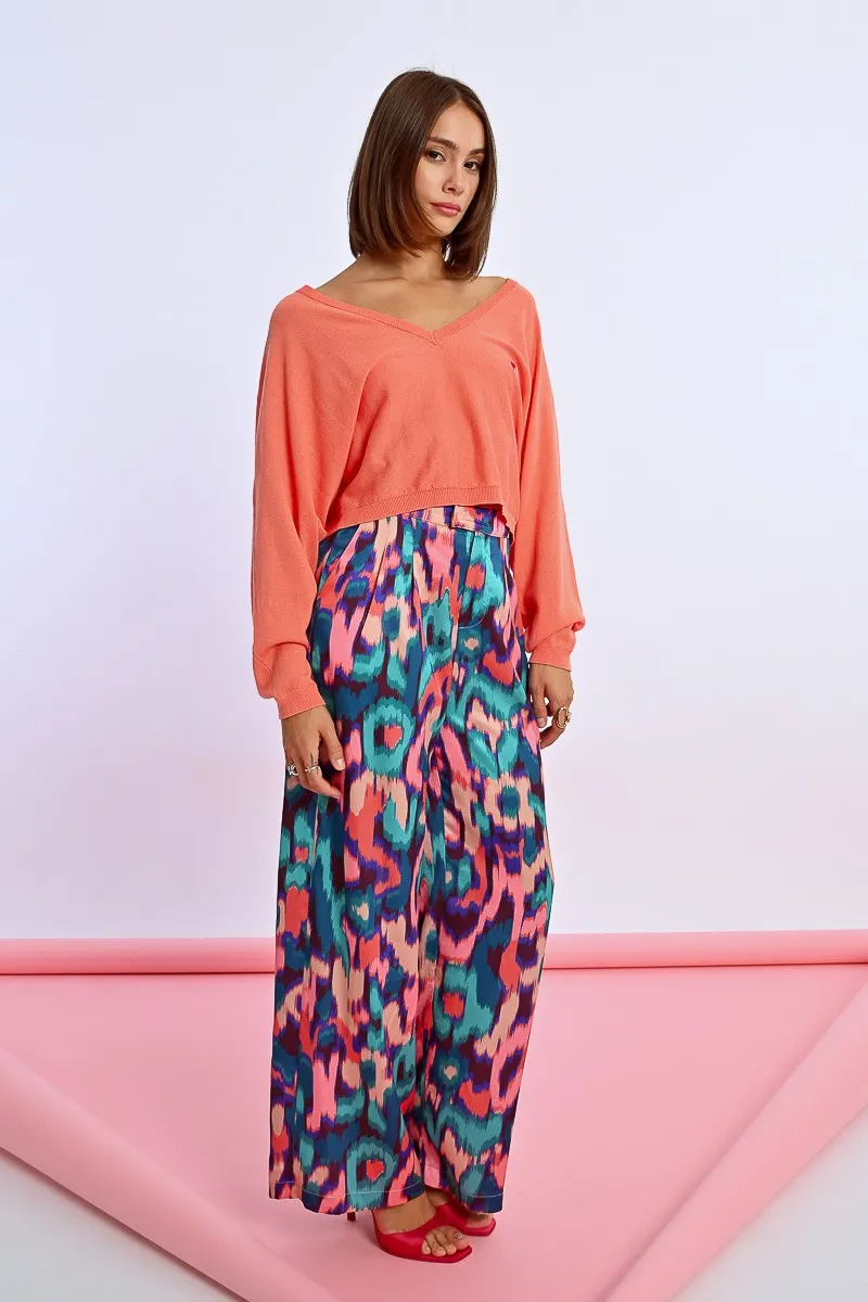 HEART PATTERN CROPPED SWEATER
