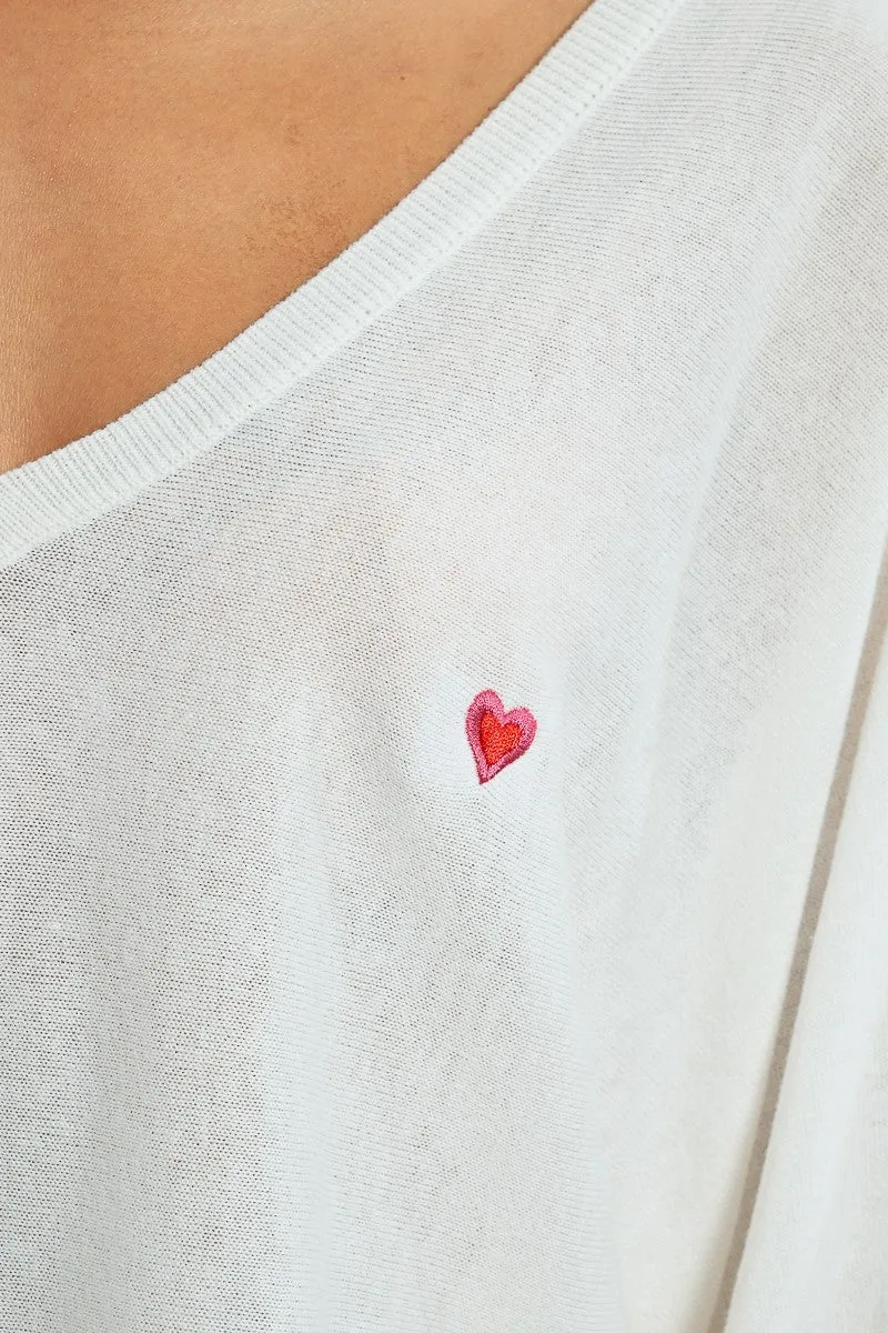 HEART PATTERN CROPPED SWEATER