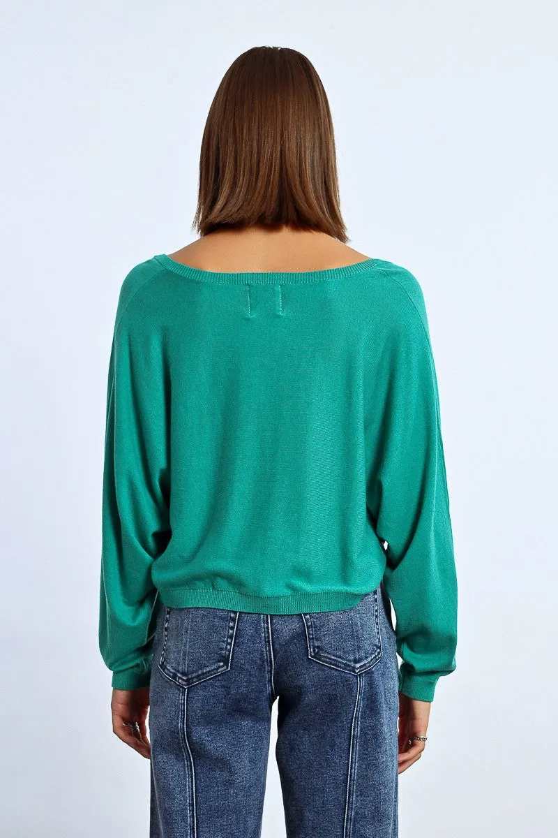 HEART PATTERN CROPPED SWEATER