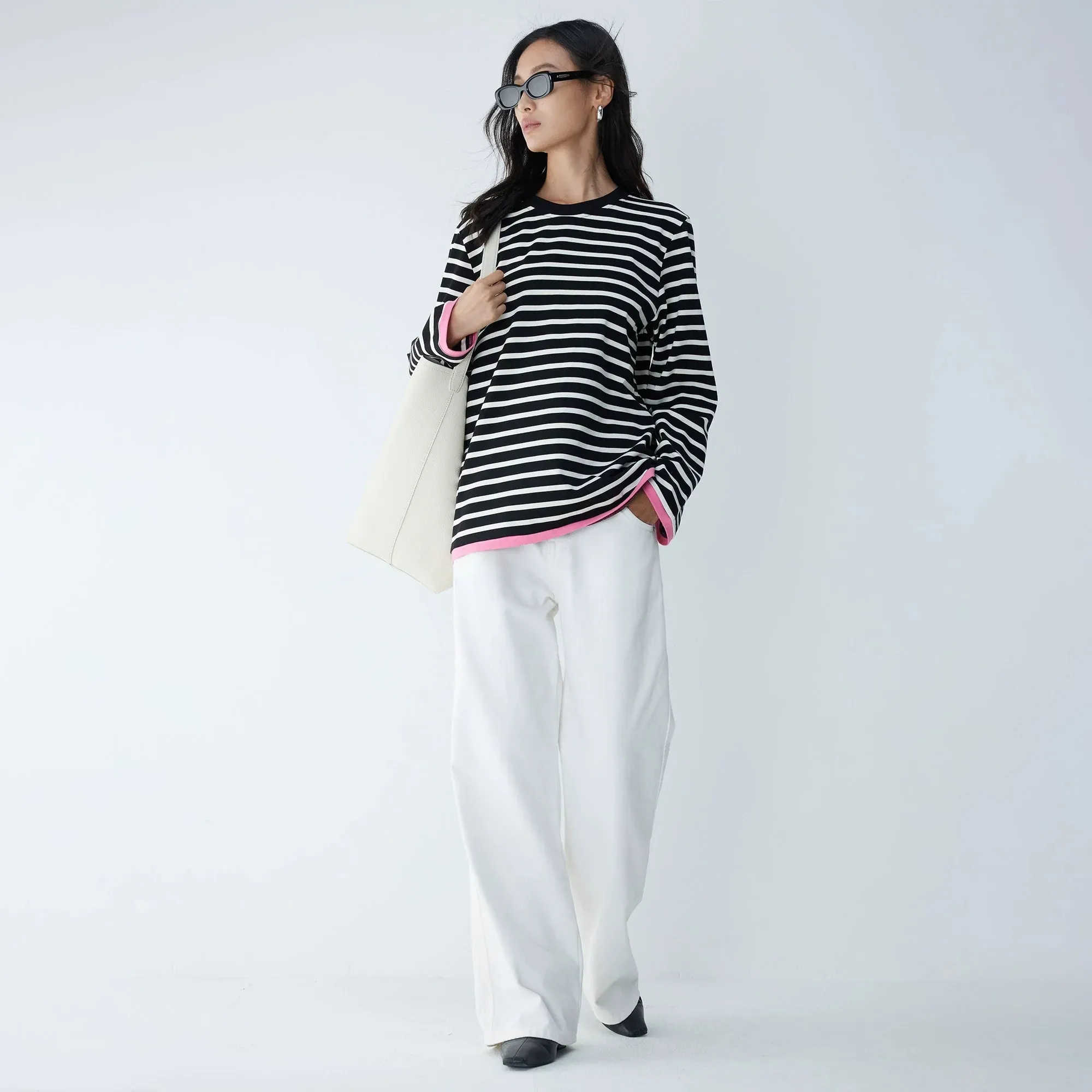 Heavy Weave Striped Long Sleeve Top