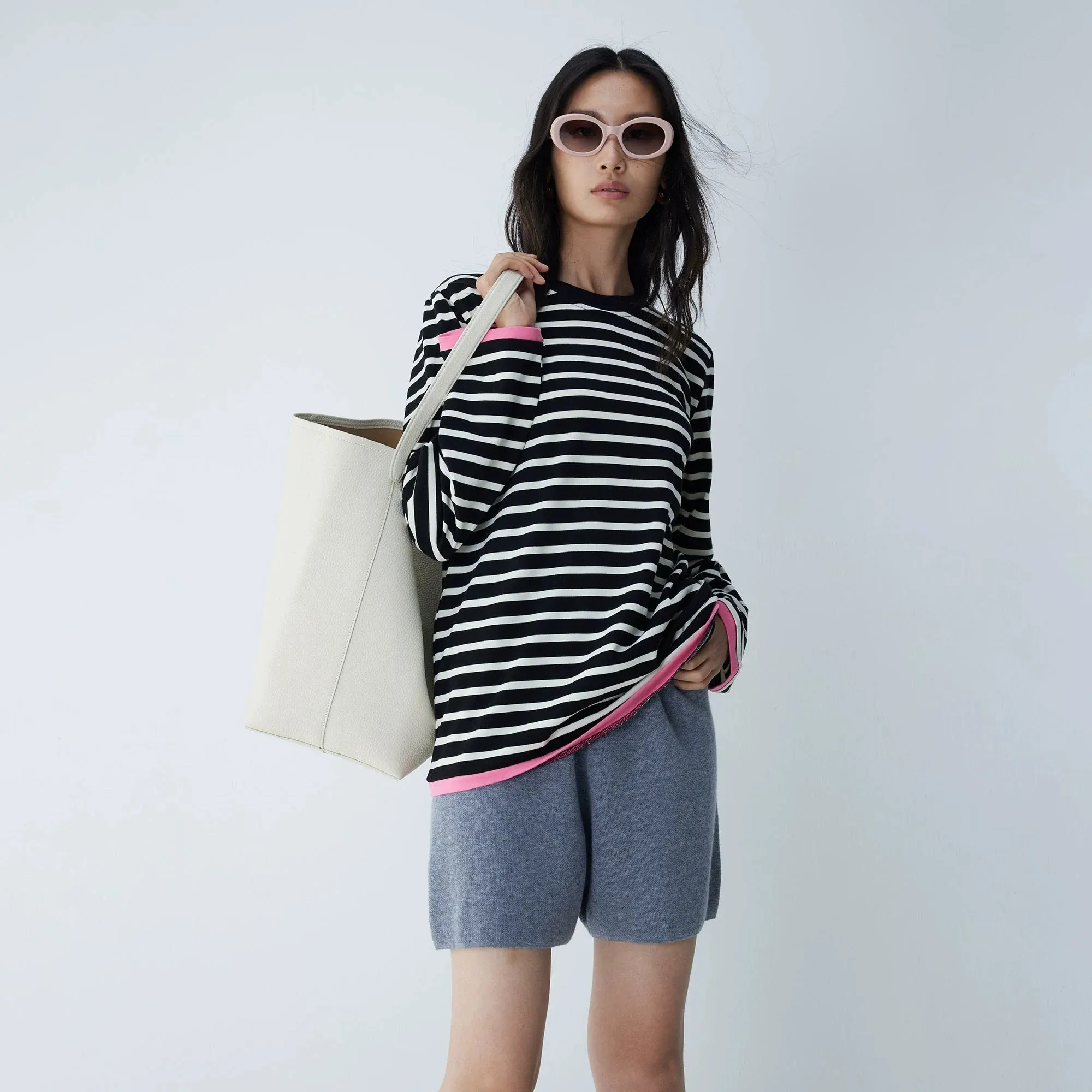 Heavy Weave Striped Long Sleeve Top