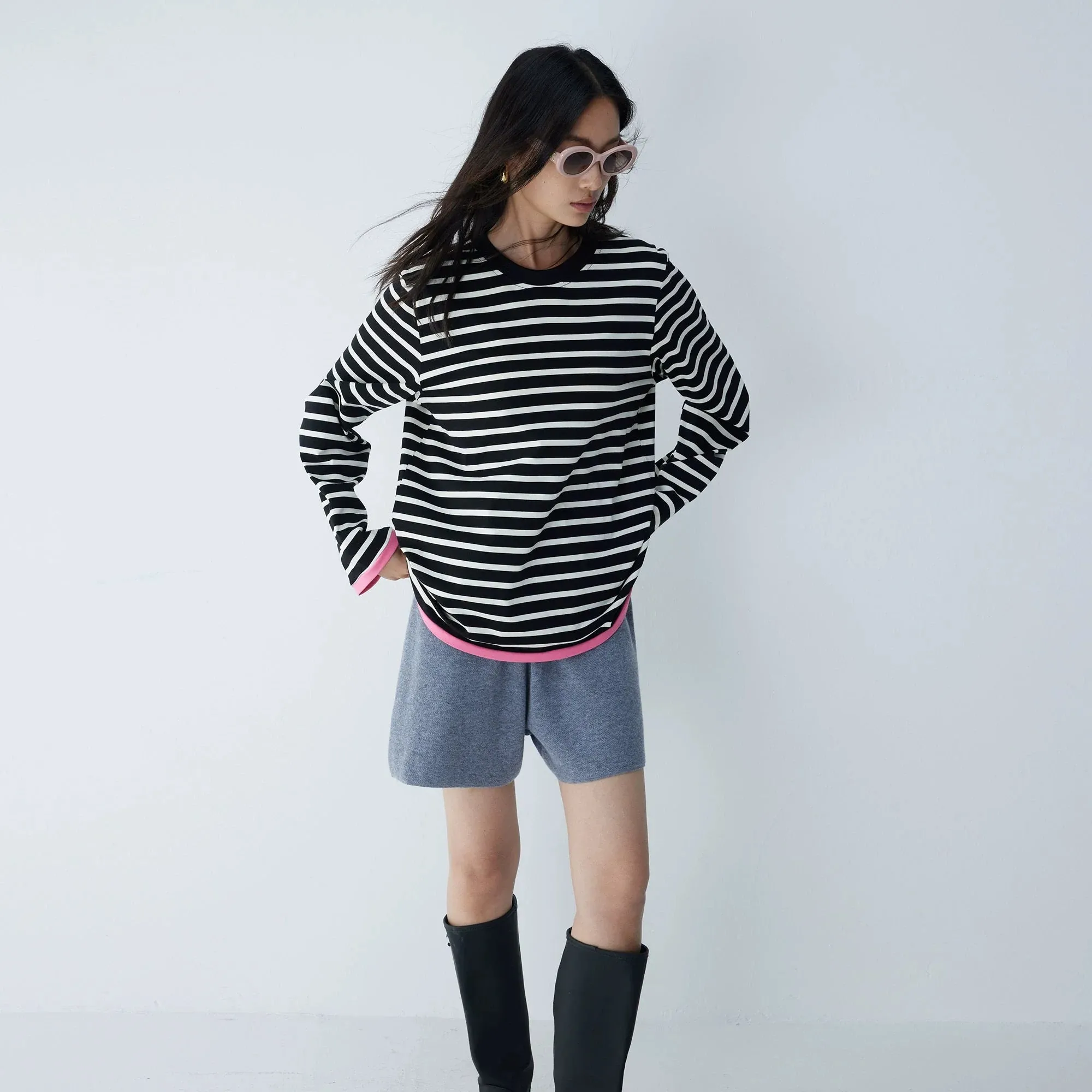 Heavy Weave Striped Long Sleeve Top