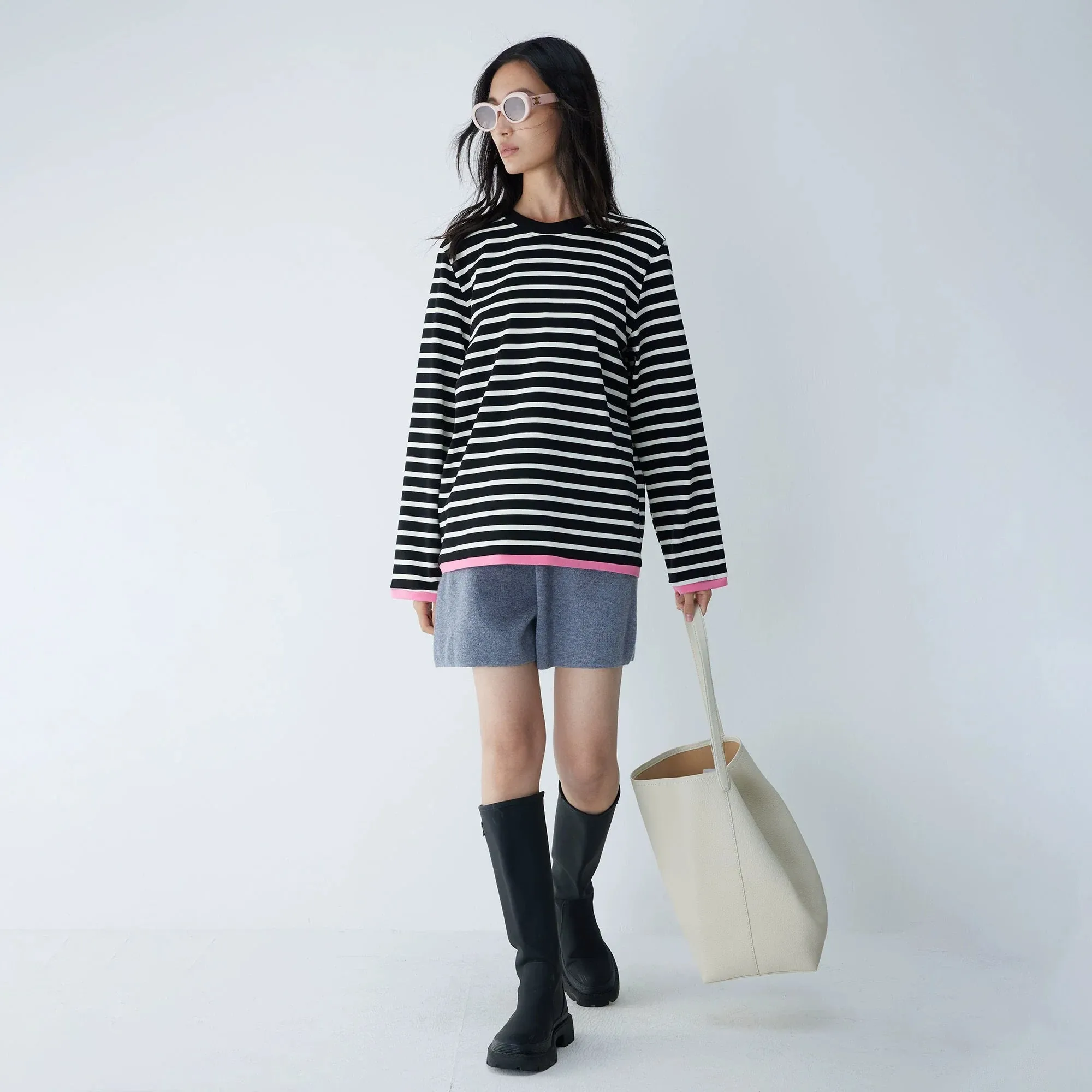 Heavy Weave Striped Long Sleeve Top
