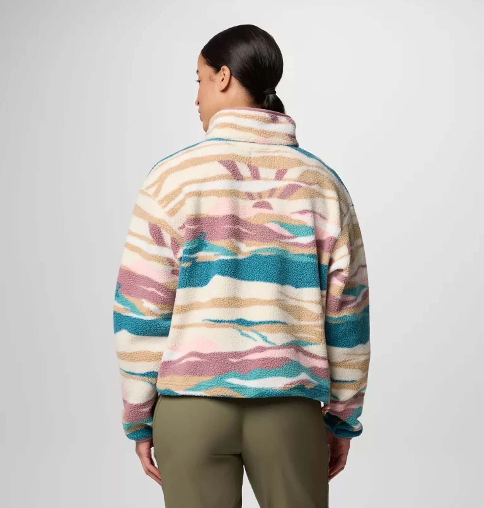 Helvetia II Printed Cropped Half Snap Fleece vest