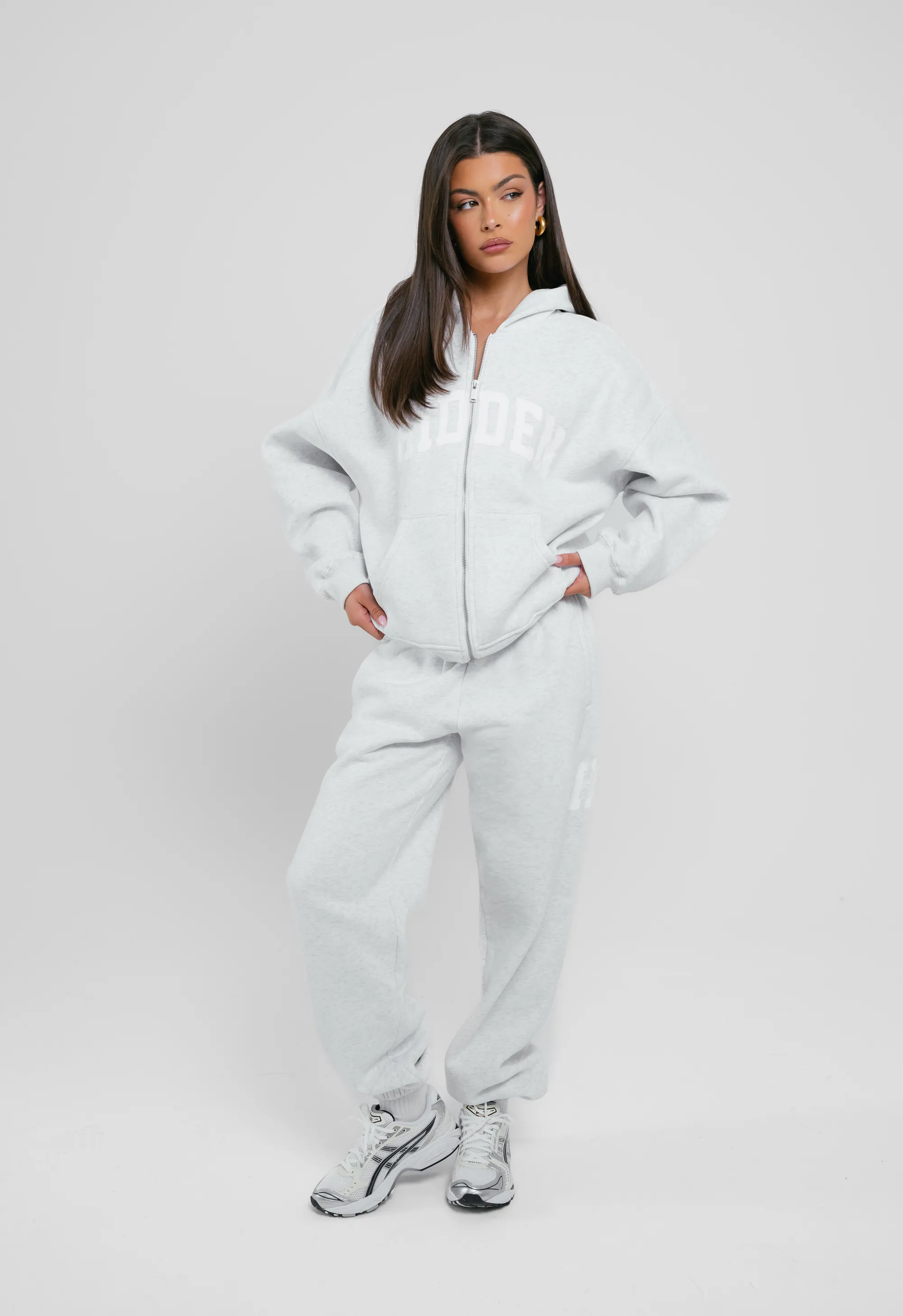 HIDDEN ZIP HOODIE LIGHT GREY
