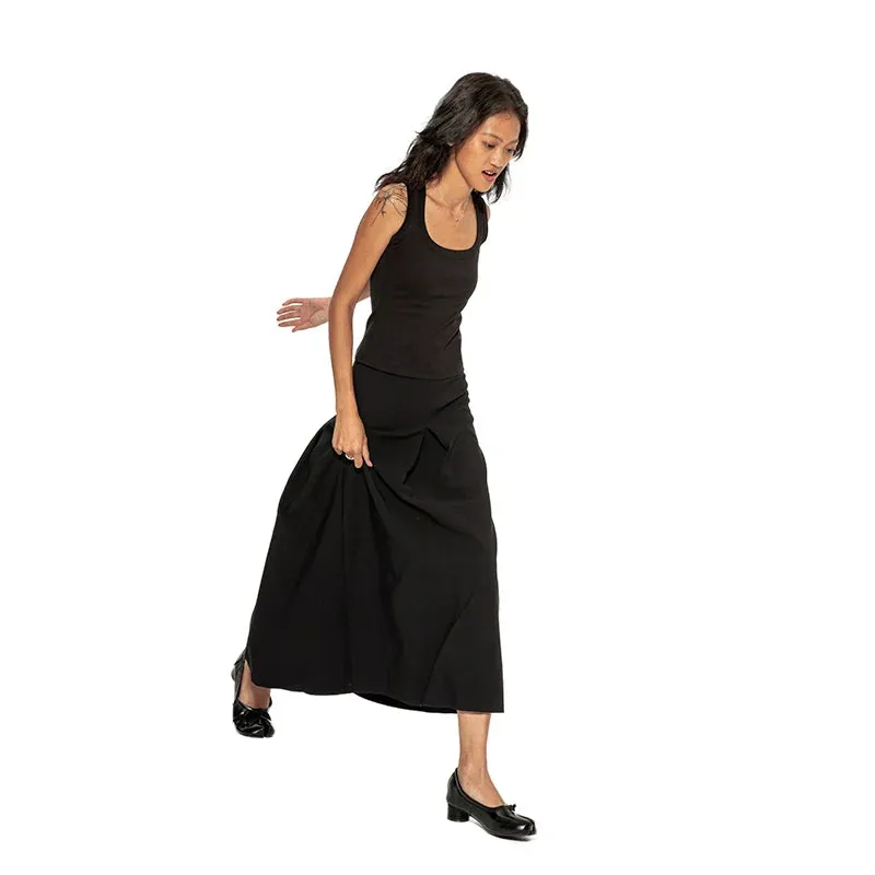 High-Waist Black Pleated Skirt