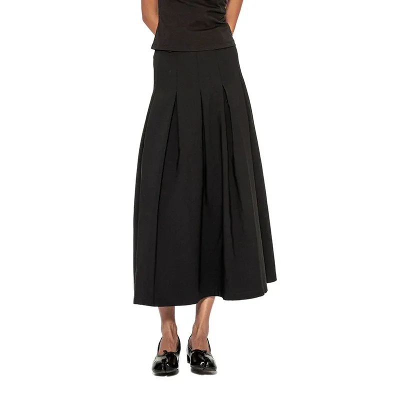 High-Waist Black Pleated Skirt