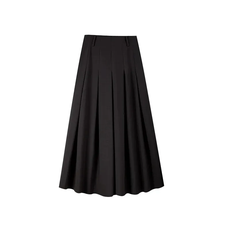 High-Waist Black Pleated Skirt