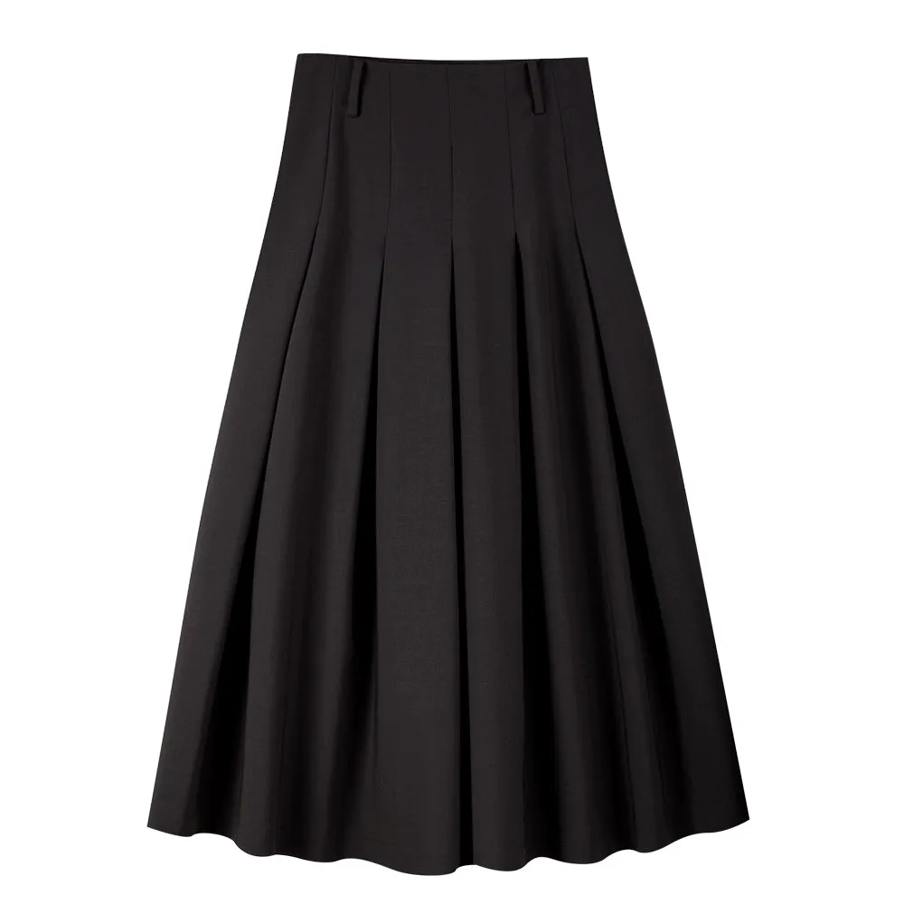 High-Waist Black Pleated Skirt
