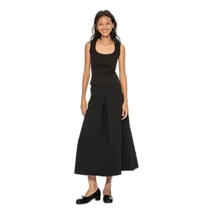 High-Waist Black Pleated Skirt
