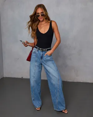Horseshoe Pintuck Barrel Jeans