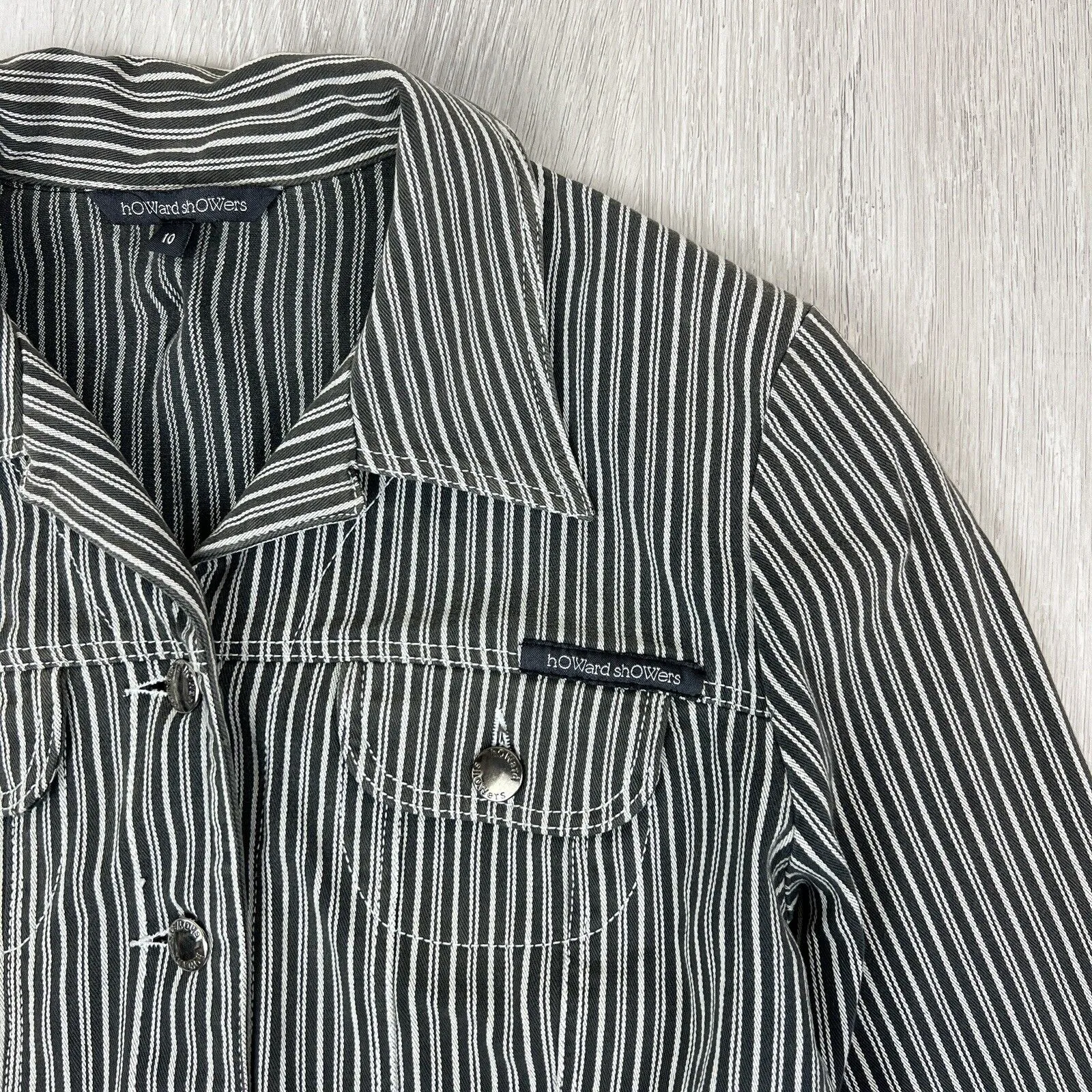 Howard Showers Womens Cropped Button Up Biker Style Jacket Size 10