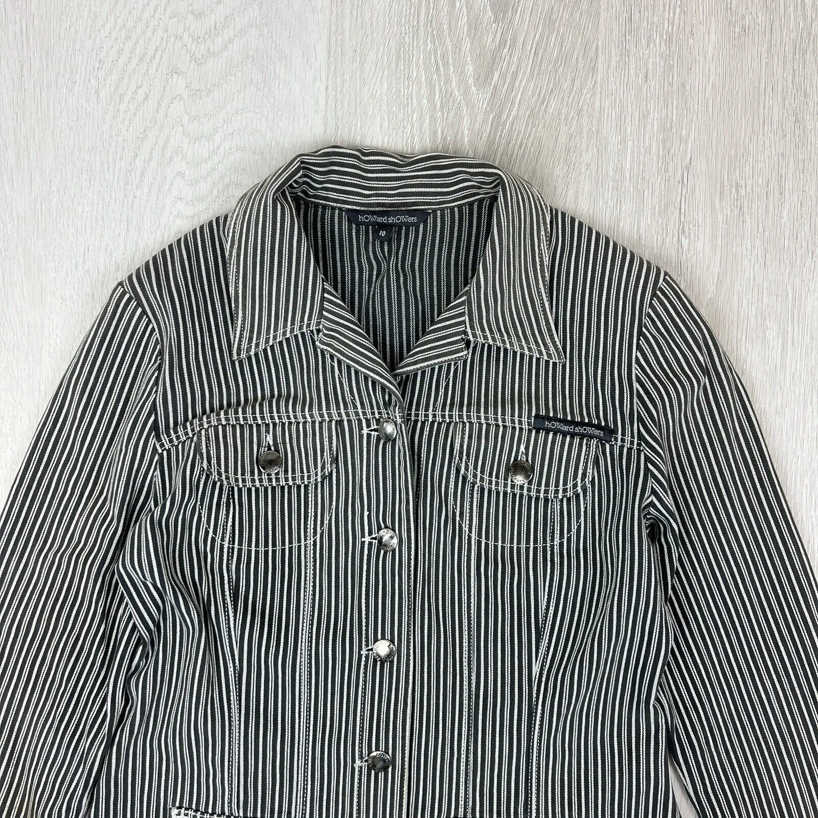 Howard Showers Womens Cropped Button Up Biker Style Jacket Size 10