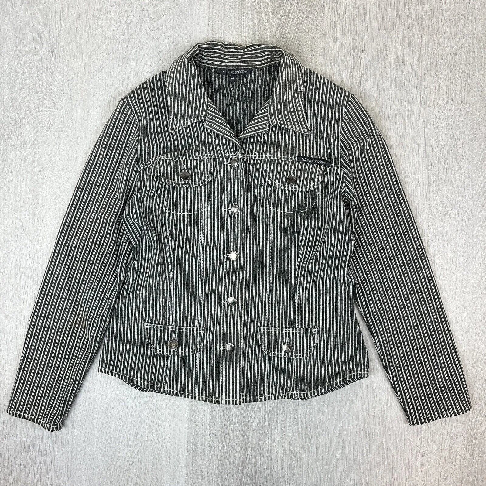 Howard Showers Womens Cropped Button Up Biker Style Jacket Size 10