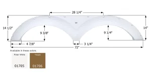 Icon 01705 Fender Skirt (Various Keystone Brands) 72 Inch 14-1/4 Inch - Polar White
