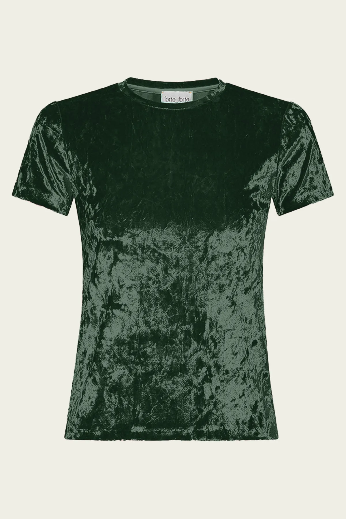 Iridescent Stretch Velvet T-Shirt in Olive