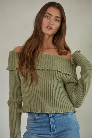 Isabel Off The Shoulder Sweater - Olive