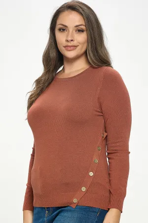 IT5754-PLUS | Sweaters | Junior Plus Ribbed Knit Long Sleeve Top