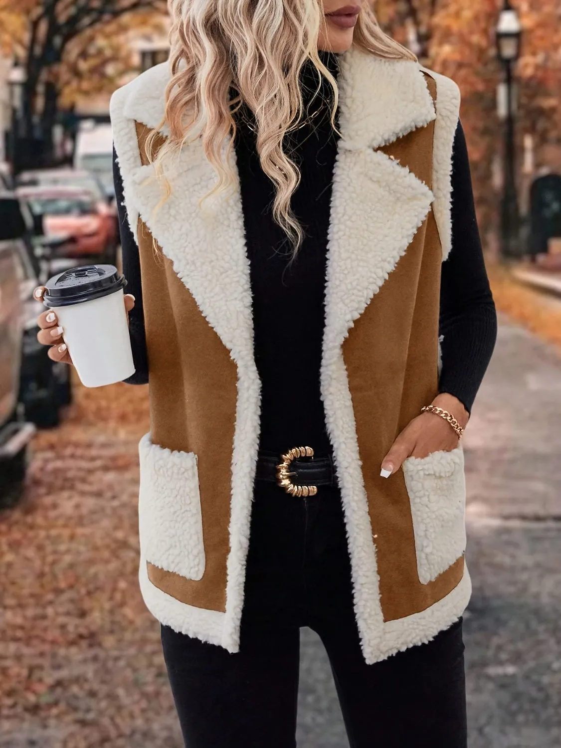 Janice Open Front Sherpa Vest