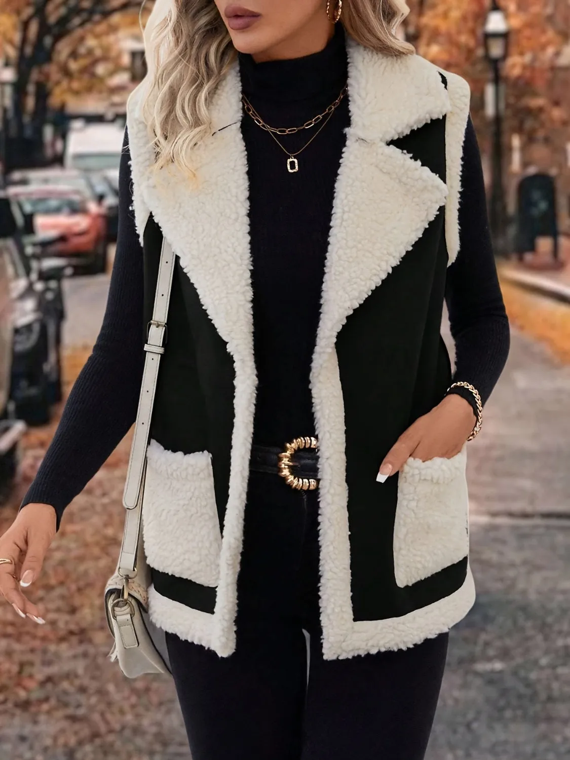 Janice Open Front Sherpa Vest