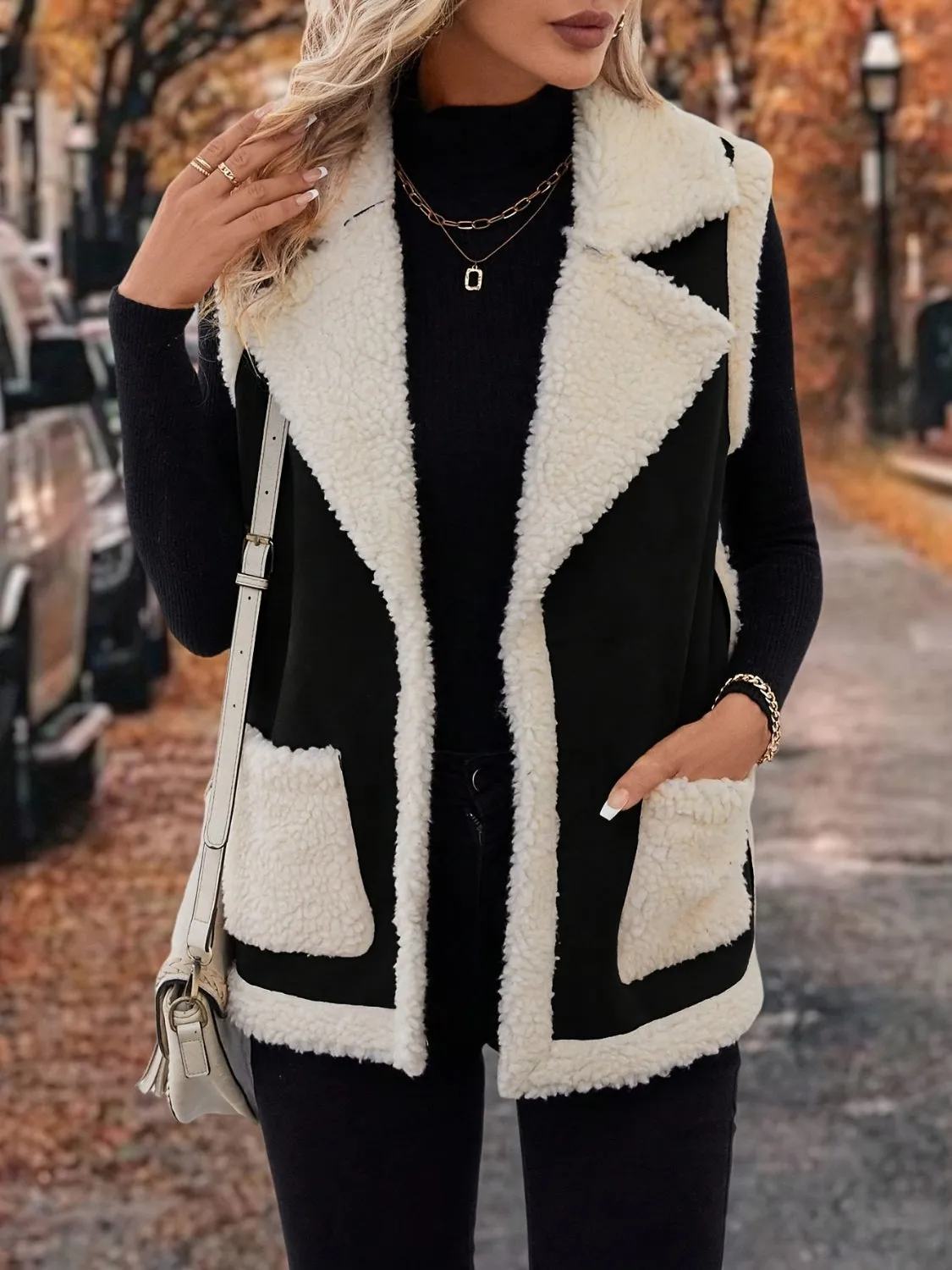 Janice Open Front Sherpa Vest