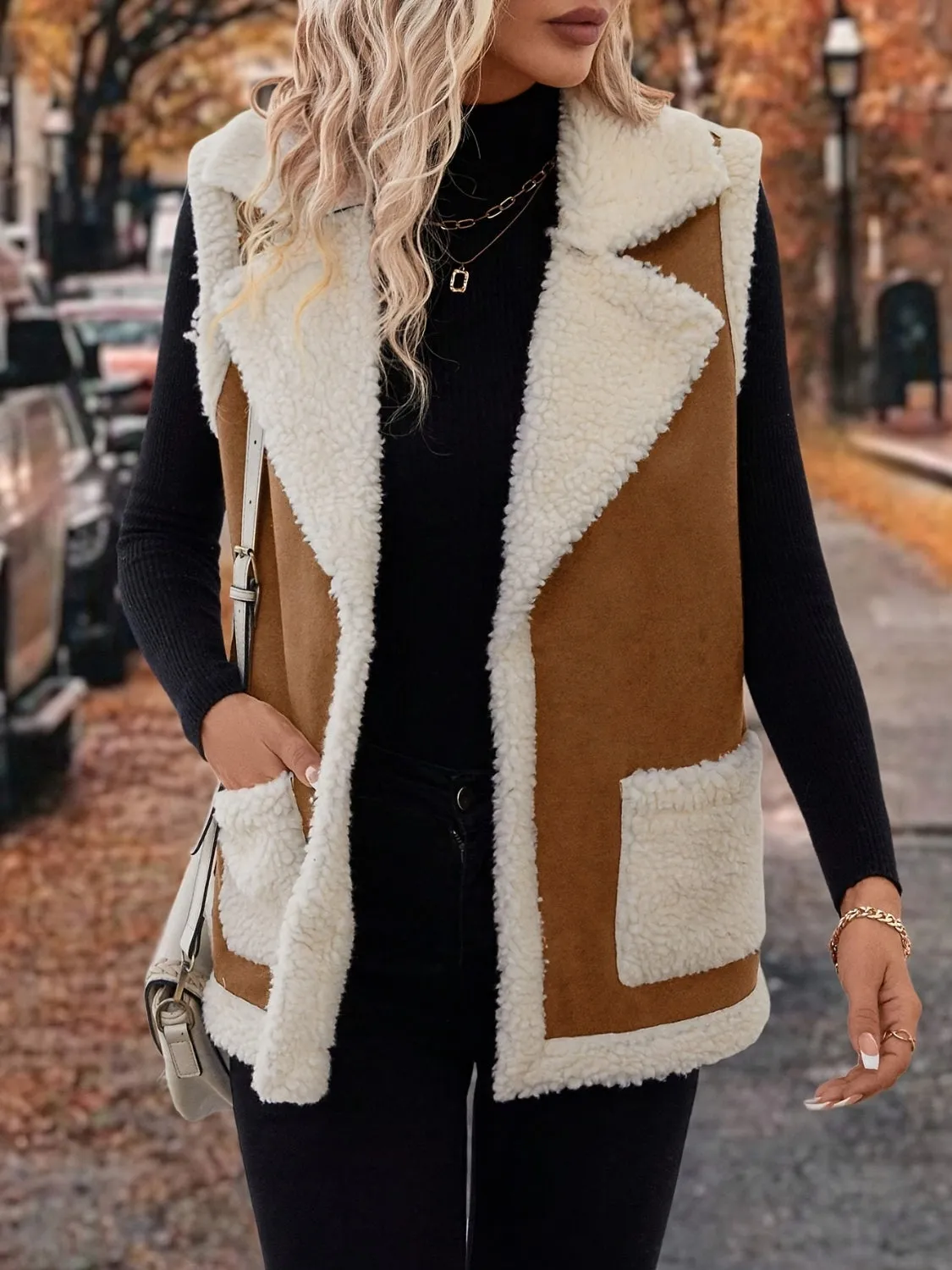 Janice Open Front Sherpa Vest