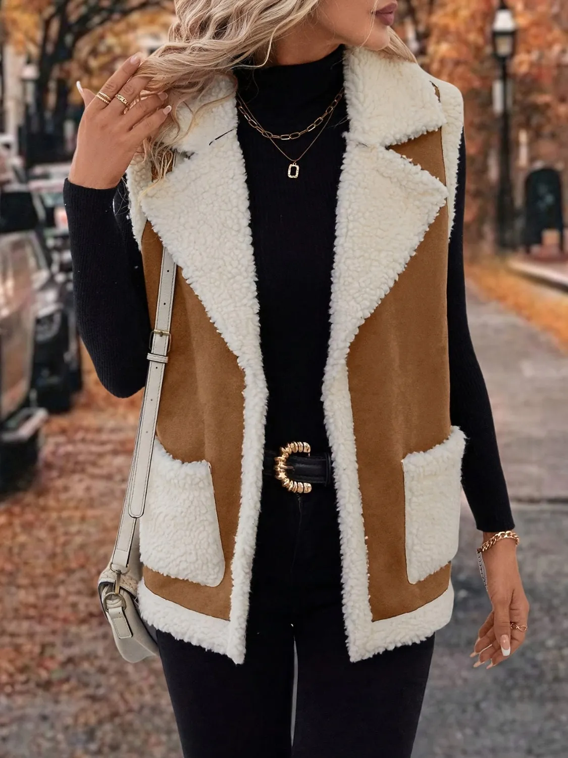 Janice Open Front Sherpa Vest
