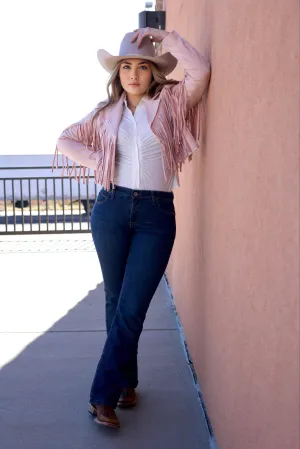 Jessica Pink Suade Fringe Jacket