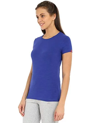 Jockey Women's Cotton Round Neck T-Shirt (UL04-0103-Indigo Crush_Medium)