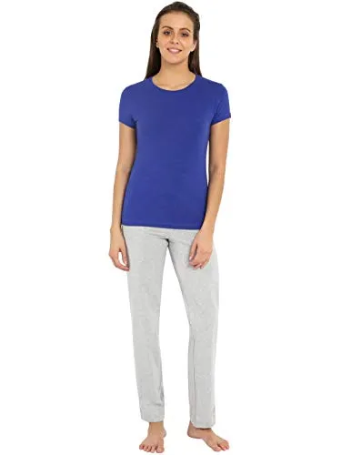Jockey Women's Cotton Round Neck T-Shirt (UL04-0103-Indigo Crush_Medium)