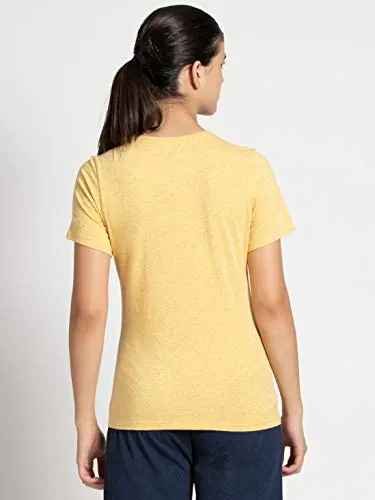 Jockey Women's Regular fit T-Shirt (AW15_Banana Cream Snow Melange X-Large)