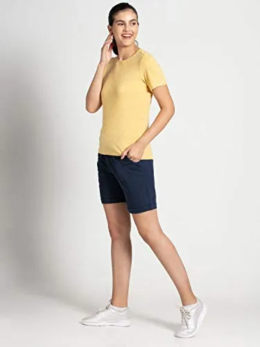 Jockey Women's Regular fit T-Shirt (AW15_Banana Cream Snow Melange X-Large)
