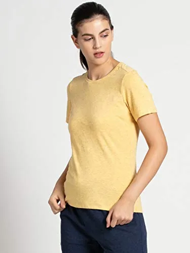 Jockey Women's Regular fit T-Shirt (AW15_Banana Cream Snow Melange X-Large)